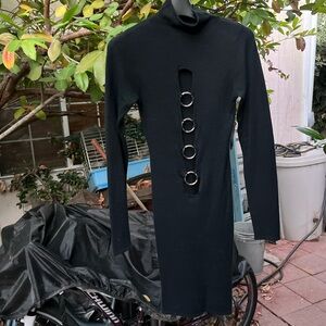 Soft sexy knit dress with metal hoops